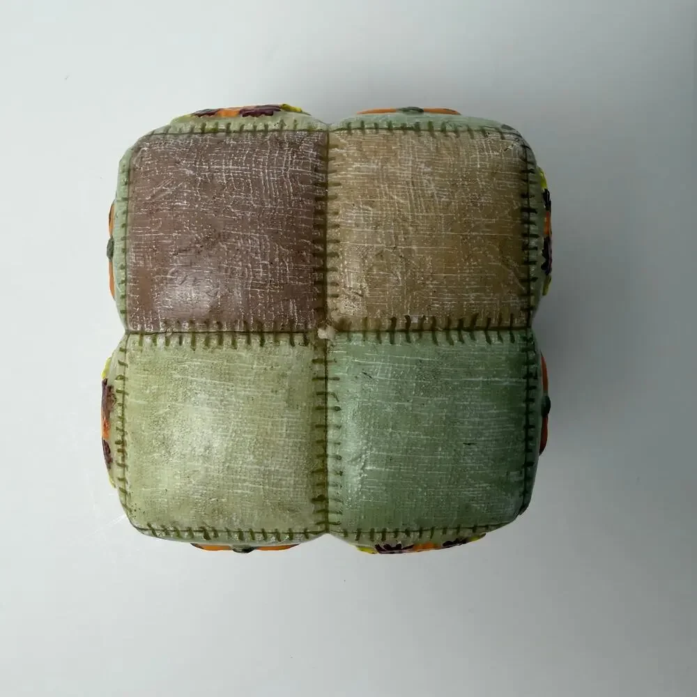Large‎ Fall Harvest Patchwork Candle Pumpkin Floral Country Decor 4.5